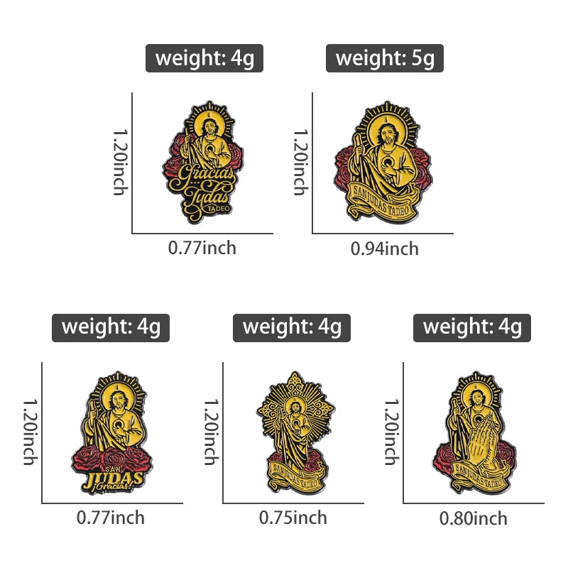 San Judas Tadeo Holy Jesus Bible Enamel Pins Keep the Faith Brooches Lapel Badges Religious Belief Jewelry Gift for Christian