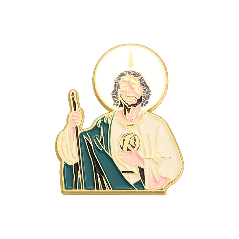 Creative San Judas Enamel Pins Christ Jesus Brooches Lapel Backpack Badge Hat Golf Cap Decorative Accessories Jewelry for Gift