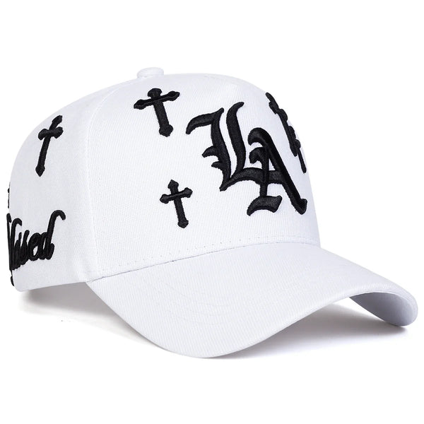 Unisex Gothic LA Cross Embroidery Baseball Caps Spring Autumn Outdoor Adjustable Casual Hats Sunscreen Hat Sports Cap