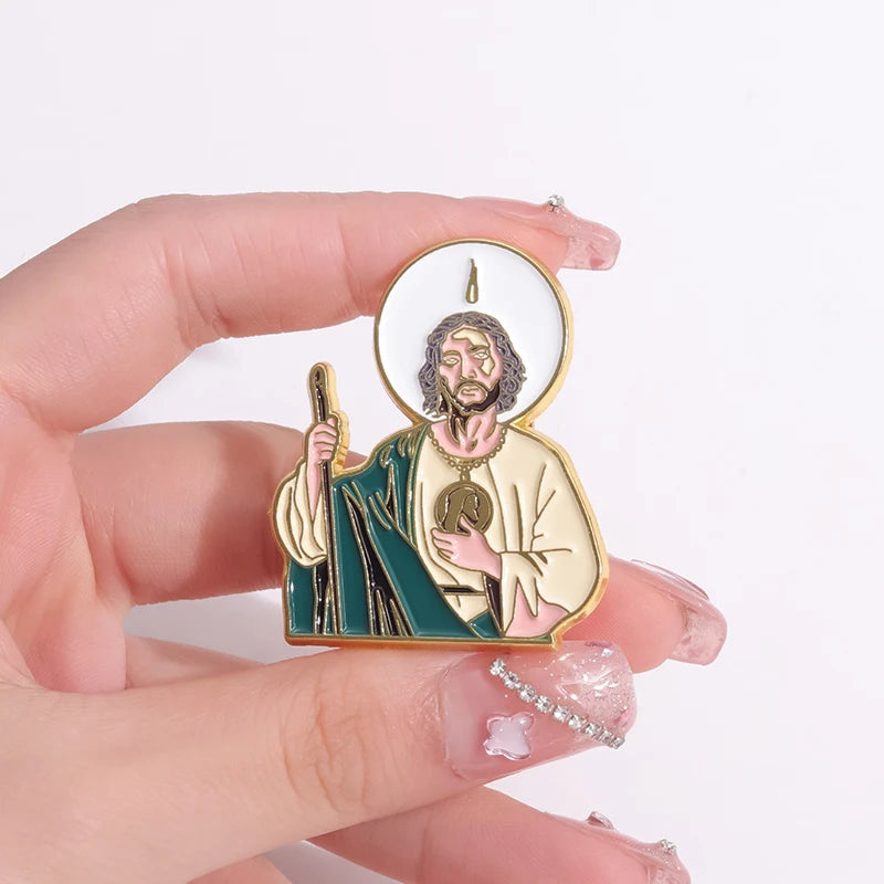 Creative San Judas Enamel Pins Christ Jesus Brooches Lapel Backpack Badge Hat Golf Cap Decorative Accessories Jewelry for Gift
