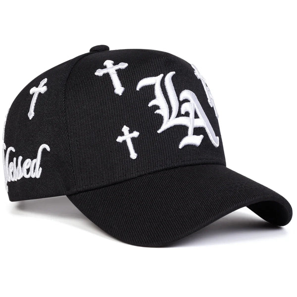 Unisex Gothic LA Cross Embroidery Baseball Caps Spring Autumn Outdoor Adjustable Casual Hats Sunscreen Hat Sports Cap